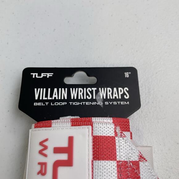 Tuff Villian Wrist Wraps 16" Pink White Checker New Lifting Weight Training - Picture 2 of 5